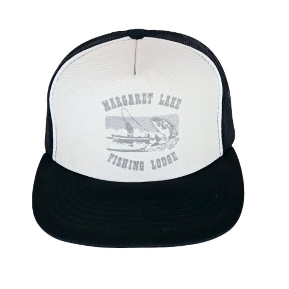 Vintage 80s MARGARET LAKE FISHING LODGE Alberta Snapback Trucker Hat Classic Cap - Picture 9 of 9